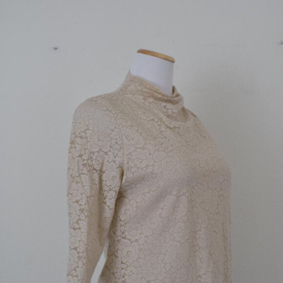 Vintage Nylon High Neck Lace‎ Pullover Blouse - Picture 5 of 10
